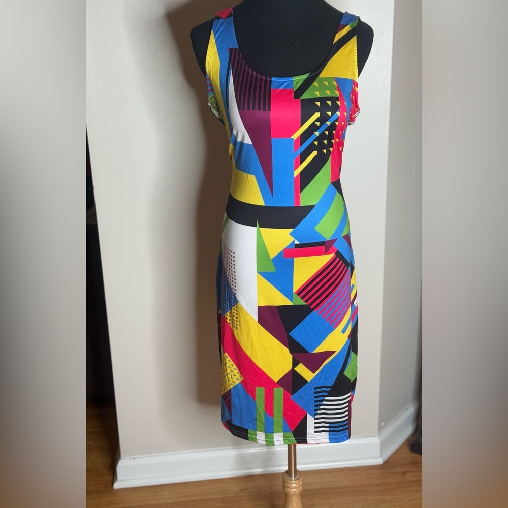 Colorful Geometric Print Dress